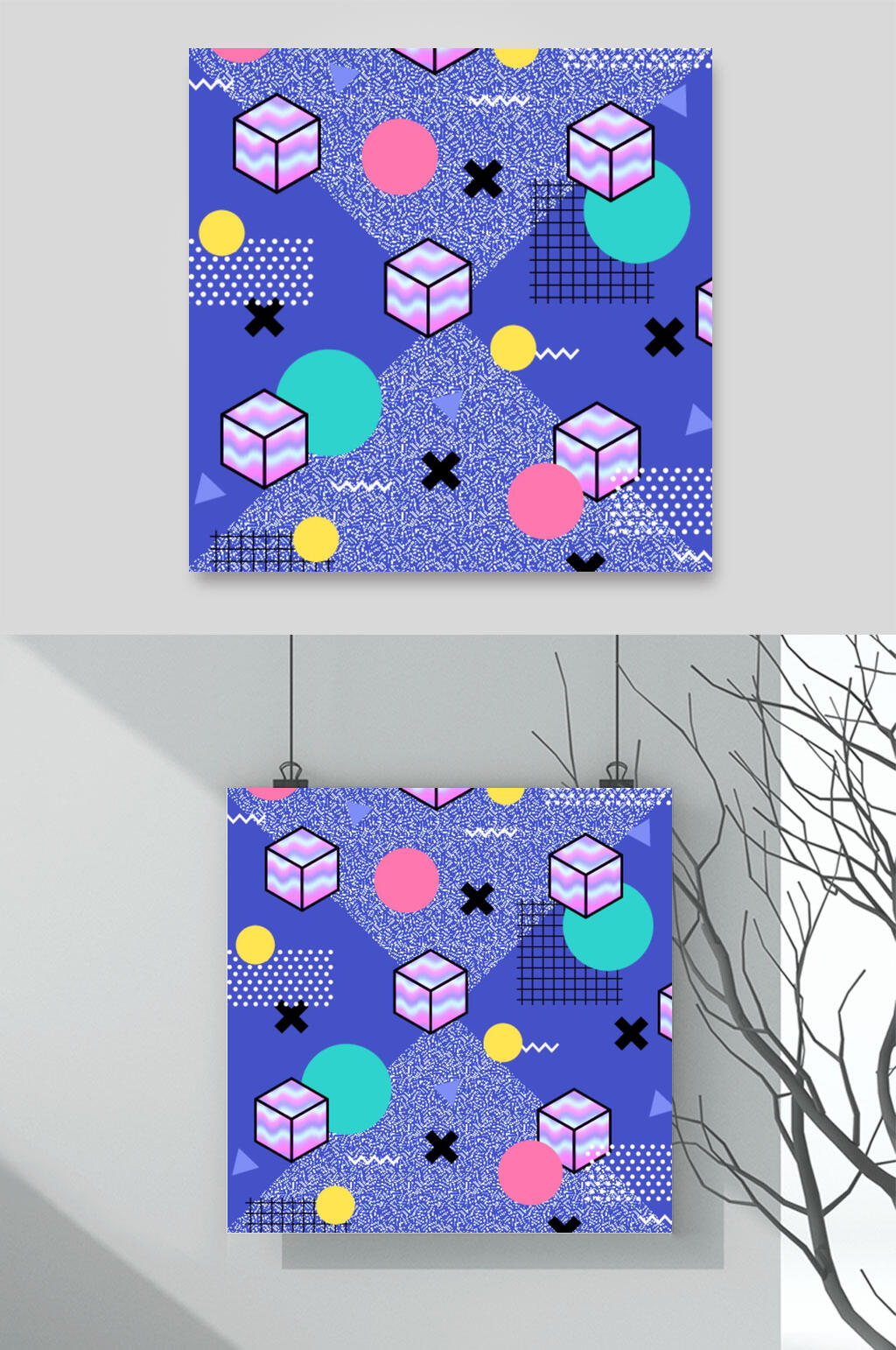 蓝色创意几何背景矢量素材素材