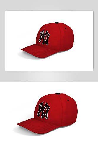 圆孔英文字母线条红黑色棒球帽样机
