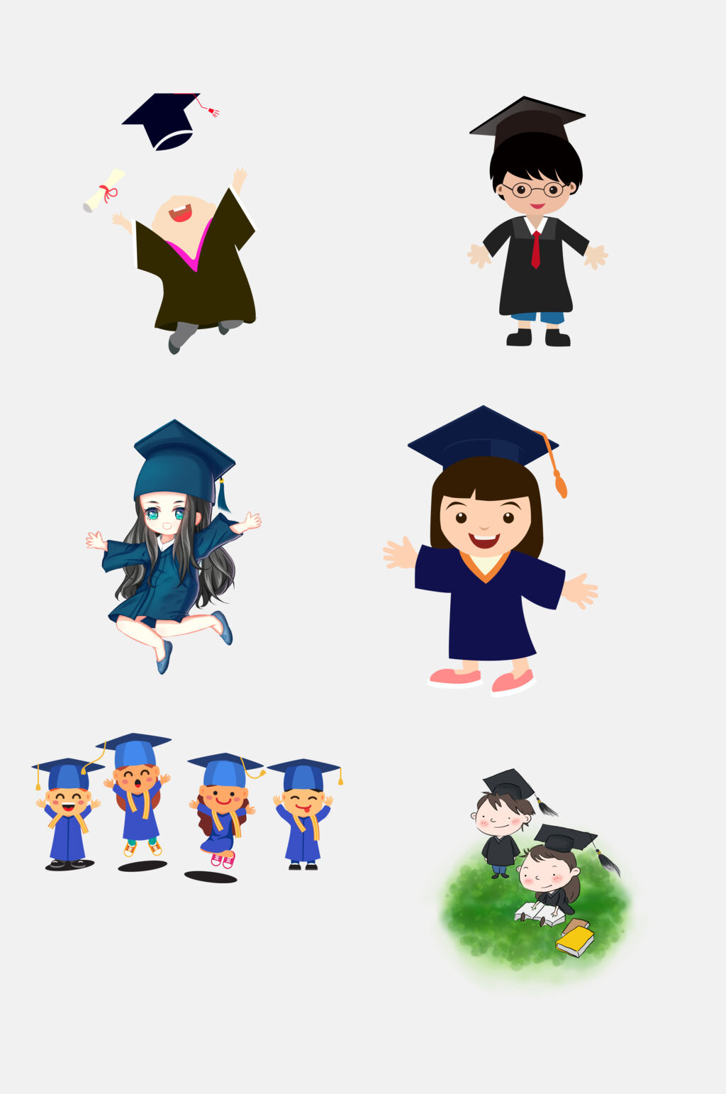 清新创意校园毕业季学士服帽子免抠素材素材