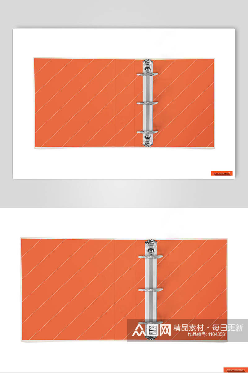 铁环口条纹白背景橙色文件夹册样机素材