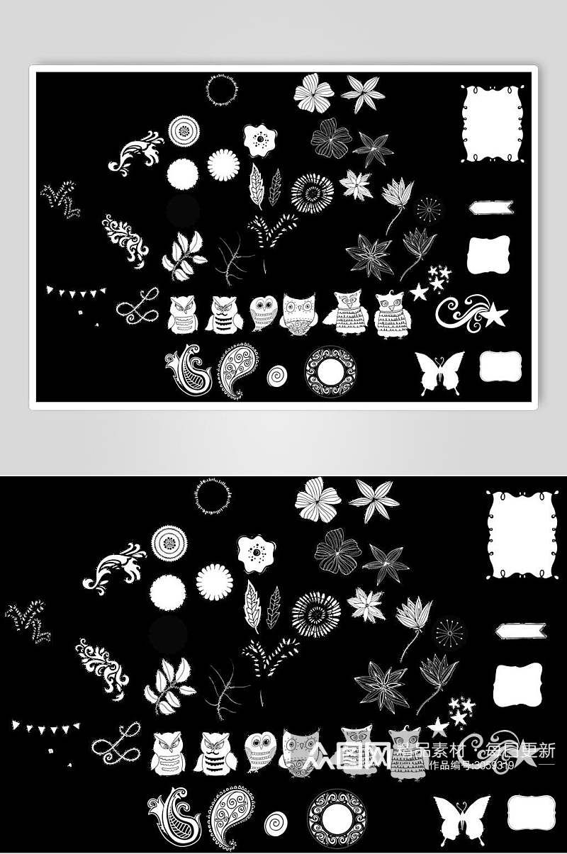 创意动物花卉纹样矢量素材素材