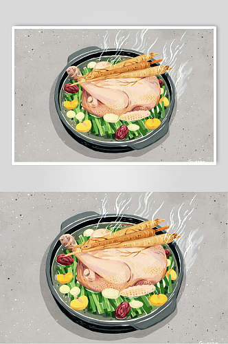 水彩美食菜品鸡肉图片