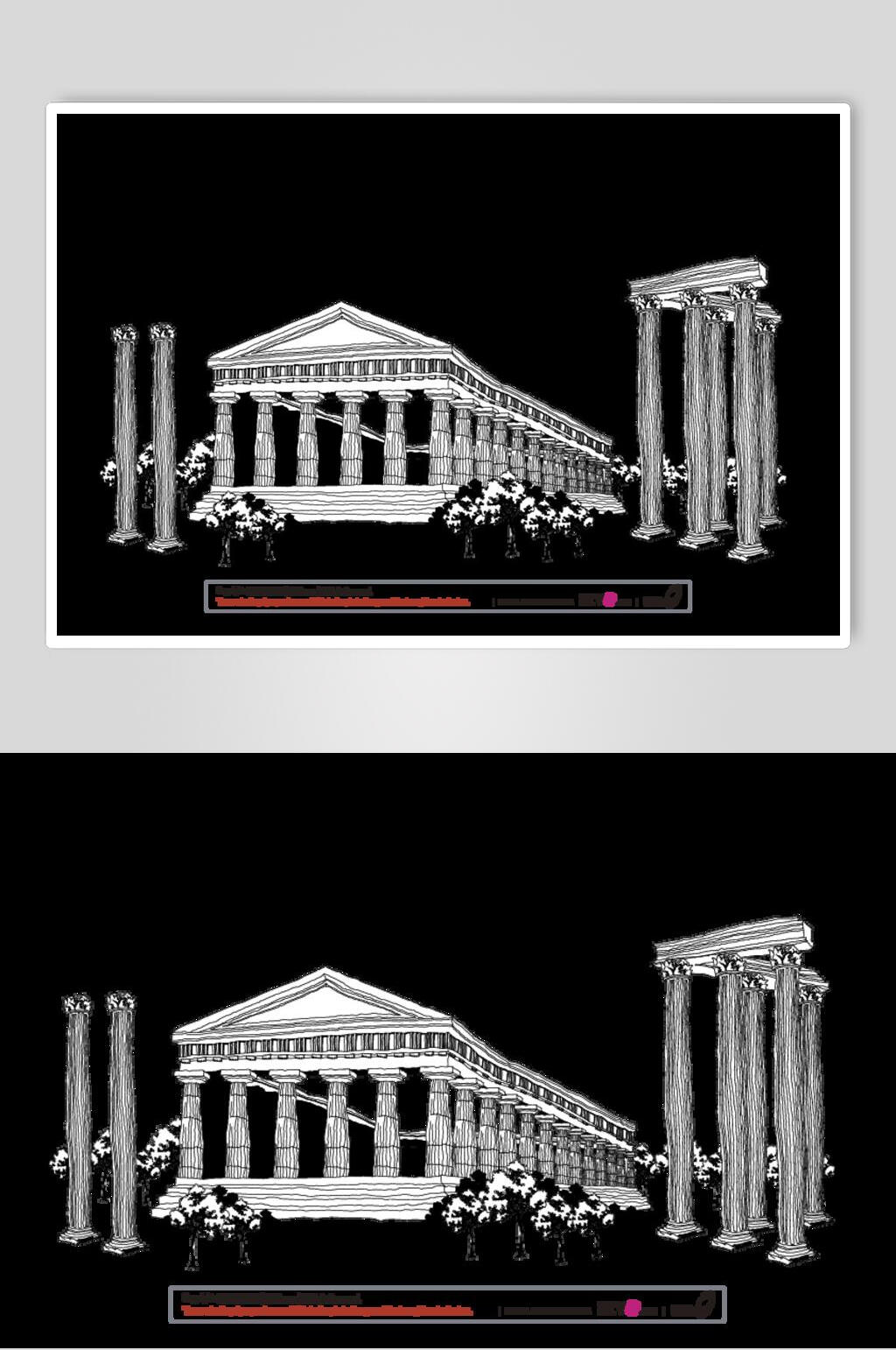 园林城市建筑自然风光插画矢量素材素材