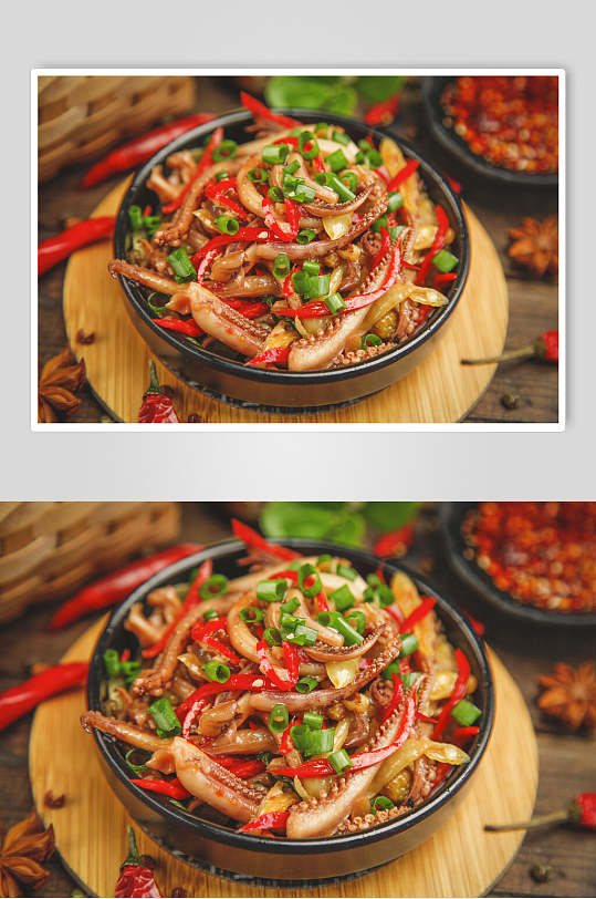 爆炒鱿鱼摄影图-众图网