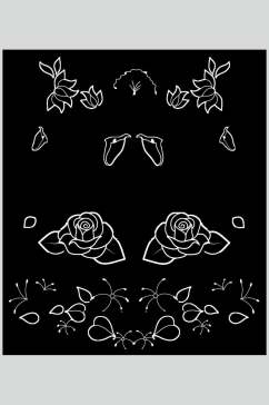 黑色花卉简约线条装饰边框矢量素材