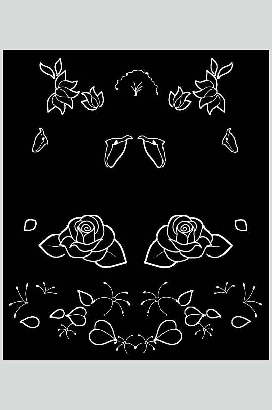 黑色花卉简约线条装饰边框矢量素材