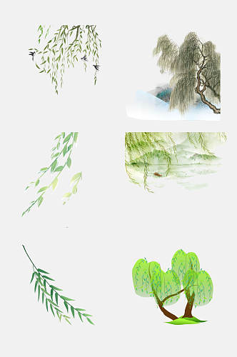 简洁大气柳树枝条植物免抠素材