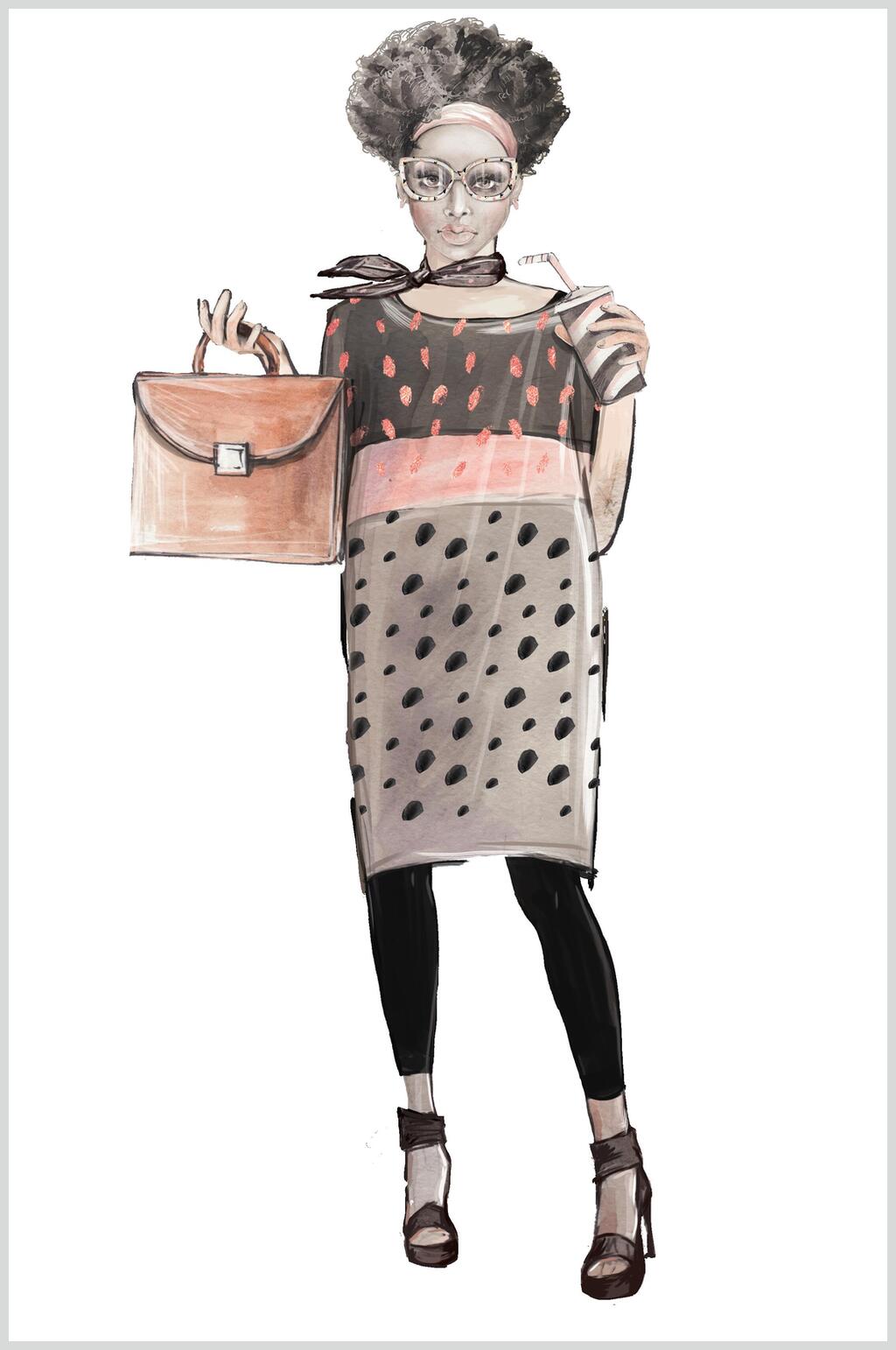 时尚高端女性花卉装扮插画素材素材