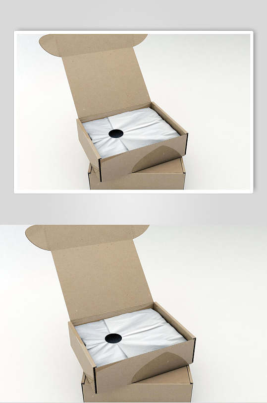 塑料纸膜圆孔镂空棕色纸箱包装样机
