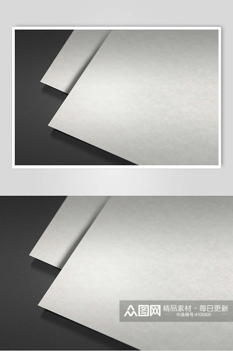 阴影灰色背景白纸底色时尚折页样机素材
