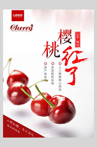 精品有机樱桃水果店超市广告促销海报