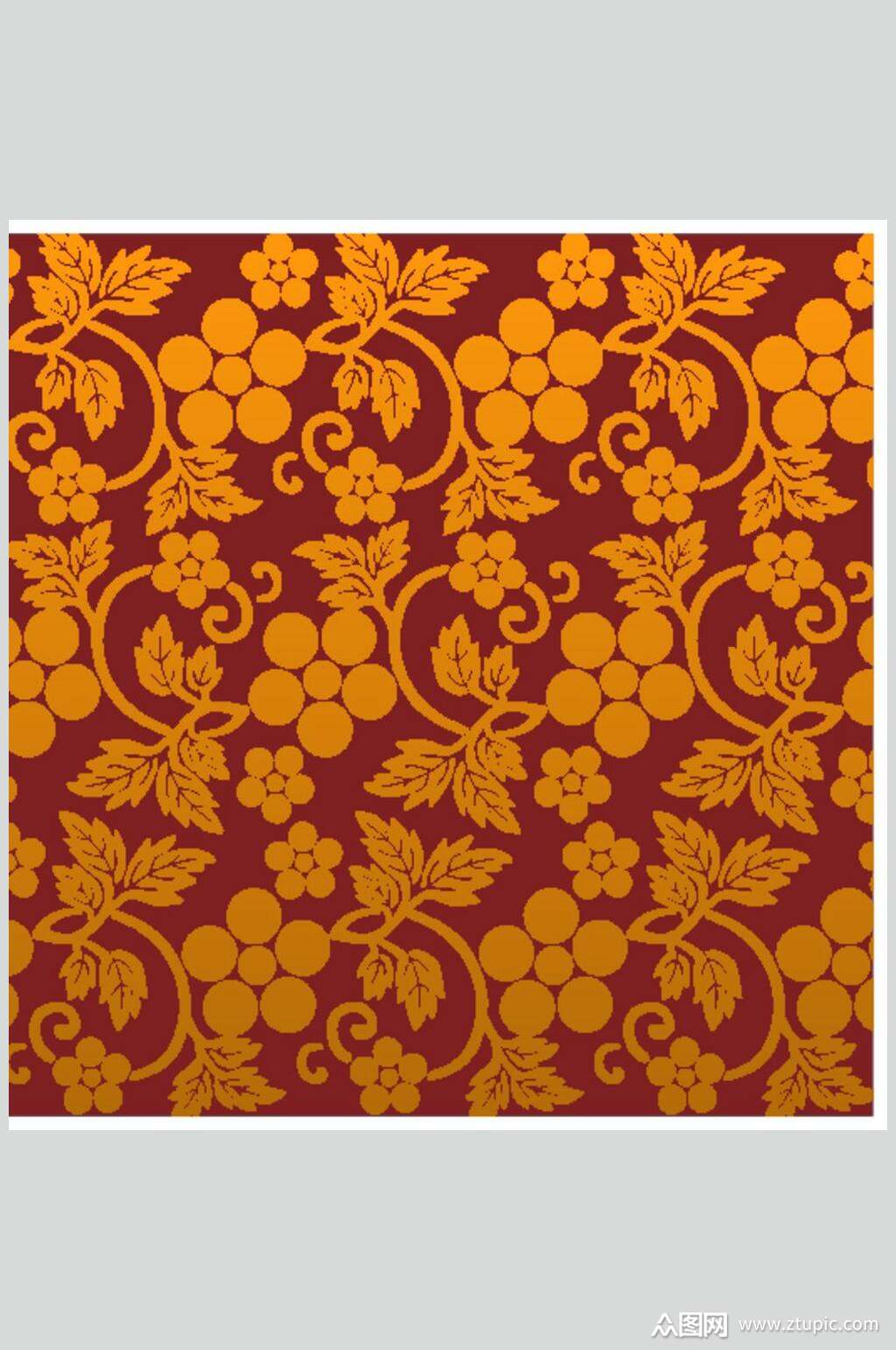 红色重复古典传统花纹矢量素材