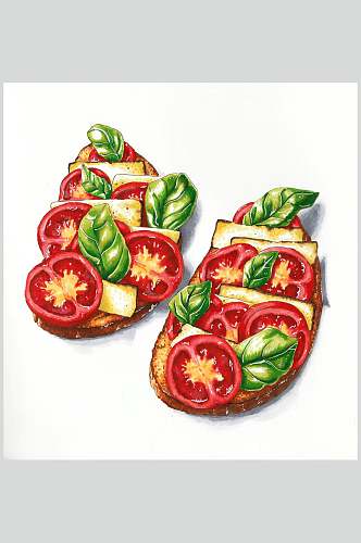 西红柿水彩美食菜品图片