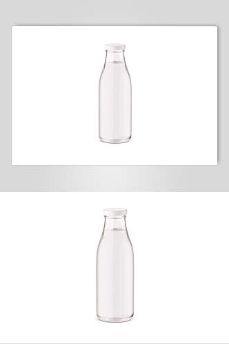 透明圆形盖子灰白色牛奶玻璃瓶样机