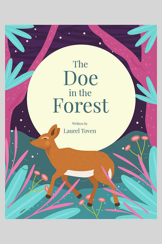 英文清新高端大气手绘绘本封面海报