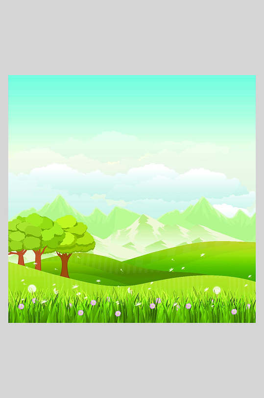 蓝绿渐变创意高端户外森林矢量插画