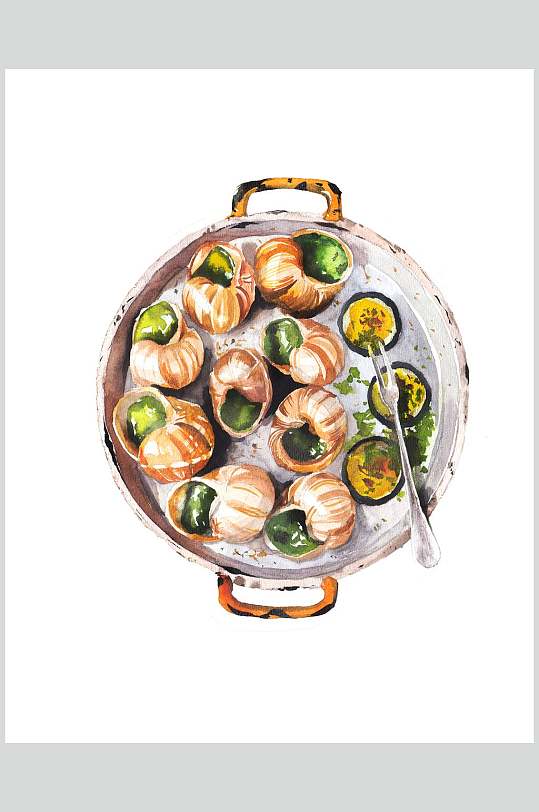 水彩美食菜品花螺图片