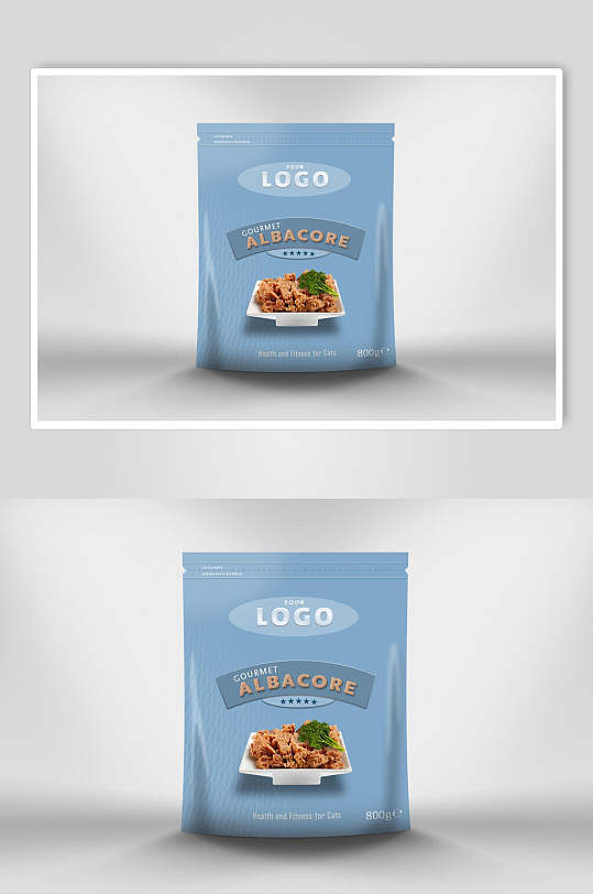 蓝色插画创意大气食品塑料包袋样机