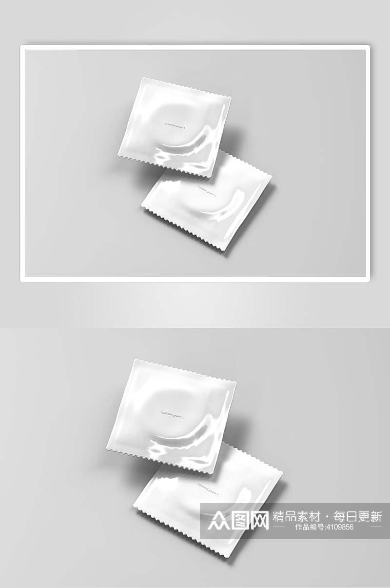 白色简约避孕套包装样机素材