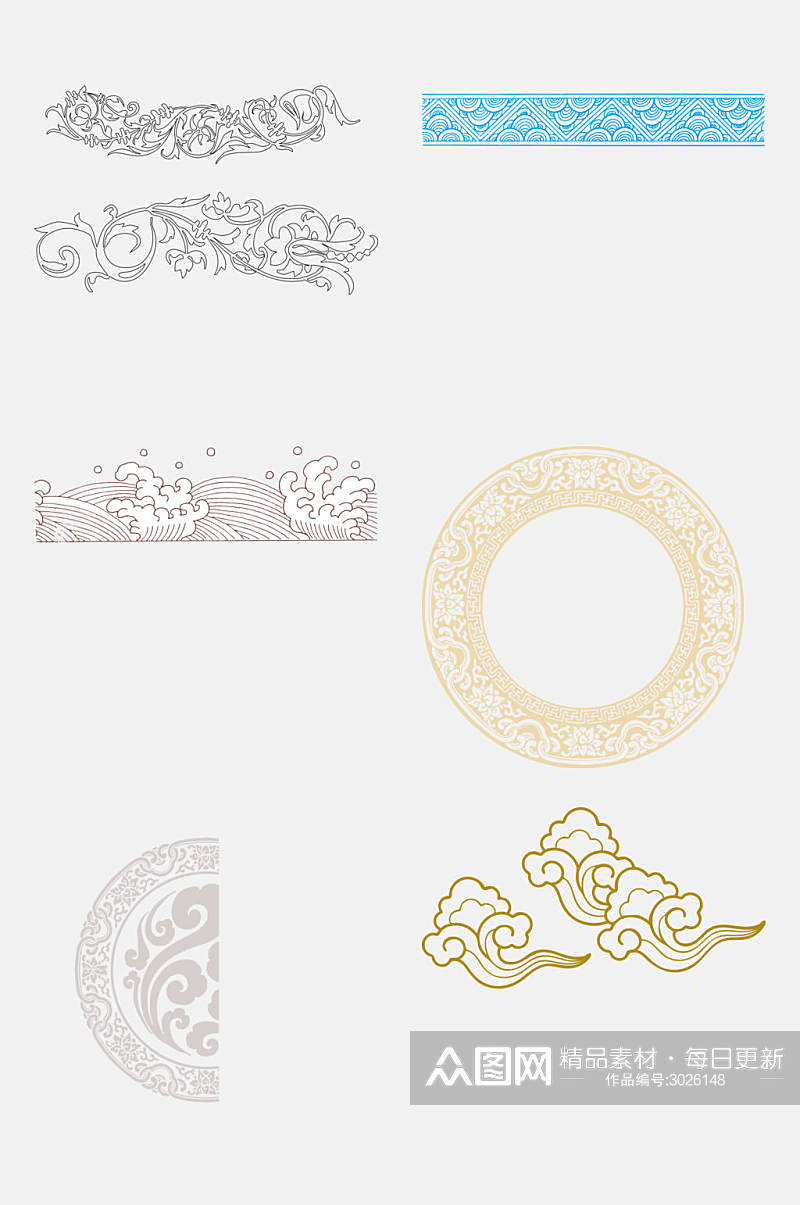 中式典雅传统吉祥纹样免抠素材素材