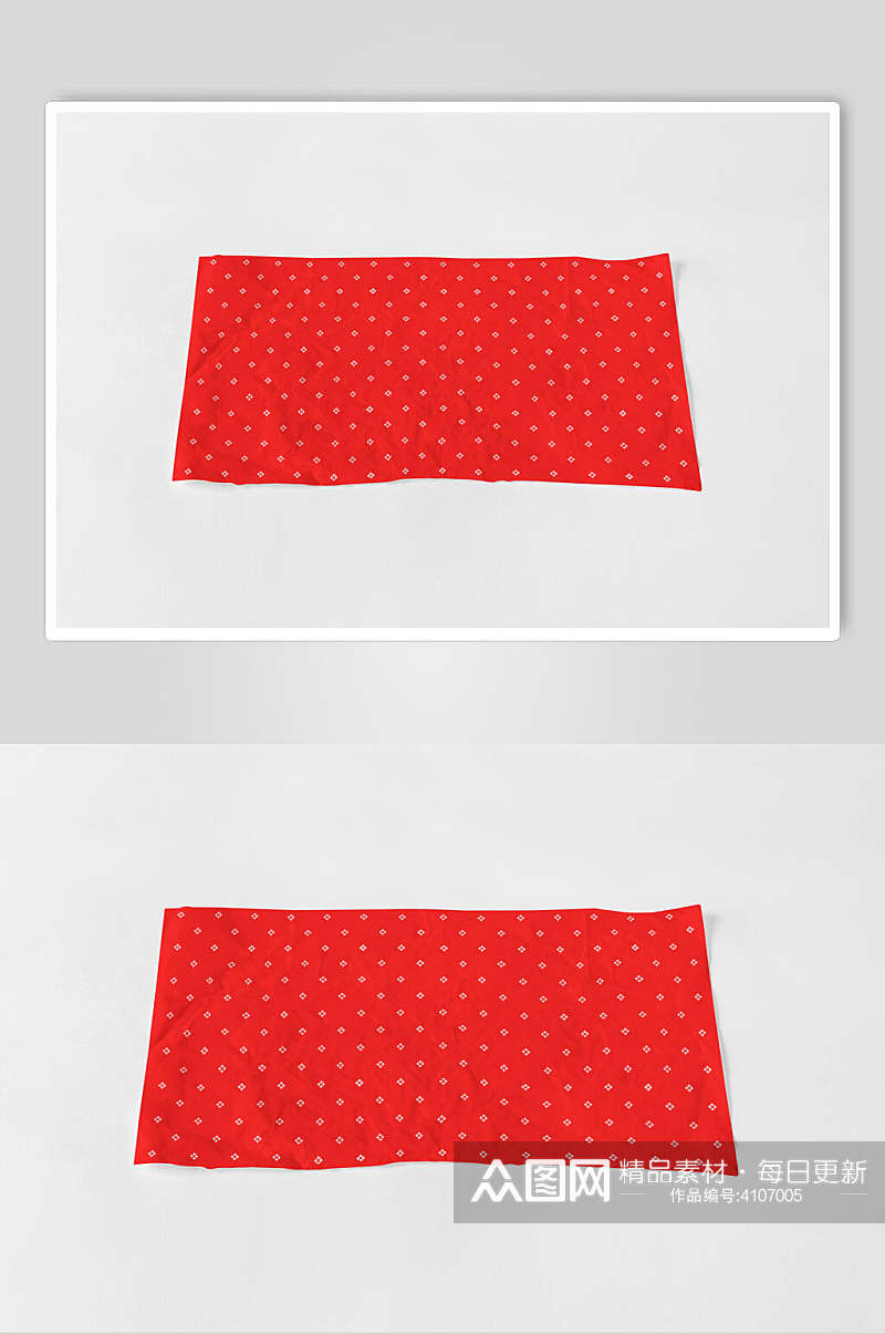 个性红色波点长方形褶皱布材质样机素材