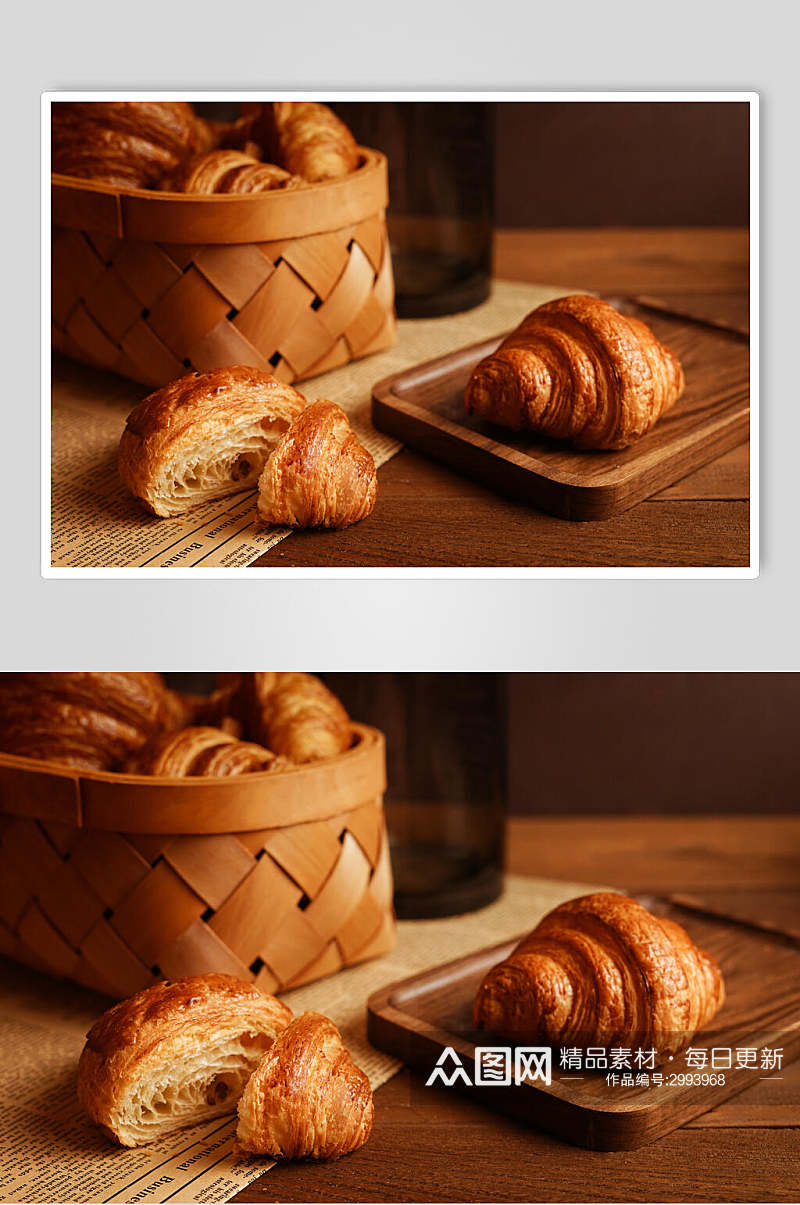 牛角包烘焙面包食品高清图片素材