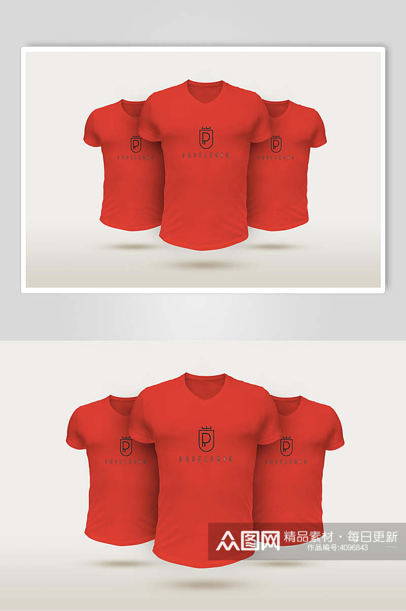 红T恤清新品牌VI设计展示样机素材