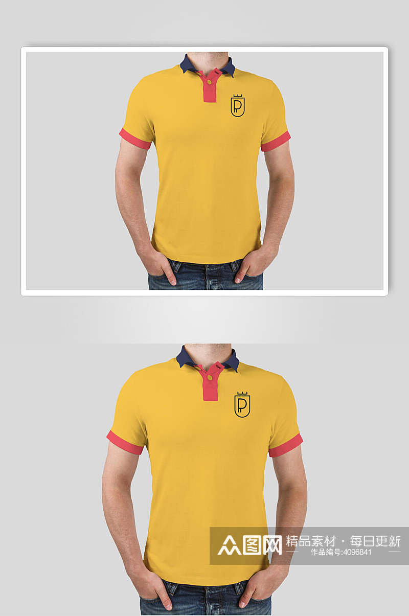 黄色T恤清新品牌VI设计展示样机素材