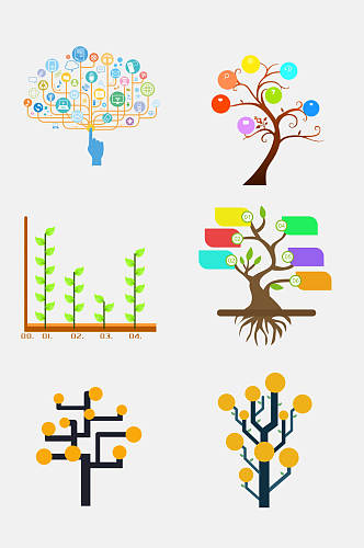 清新彩色树状抽象图免抠设计素材
