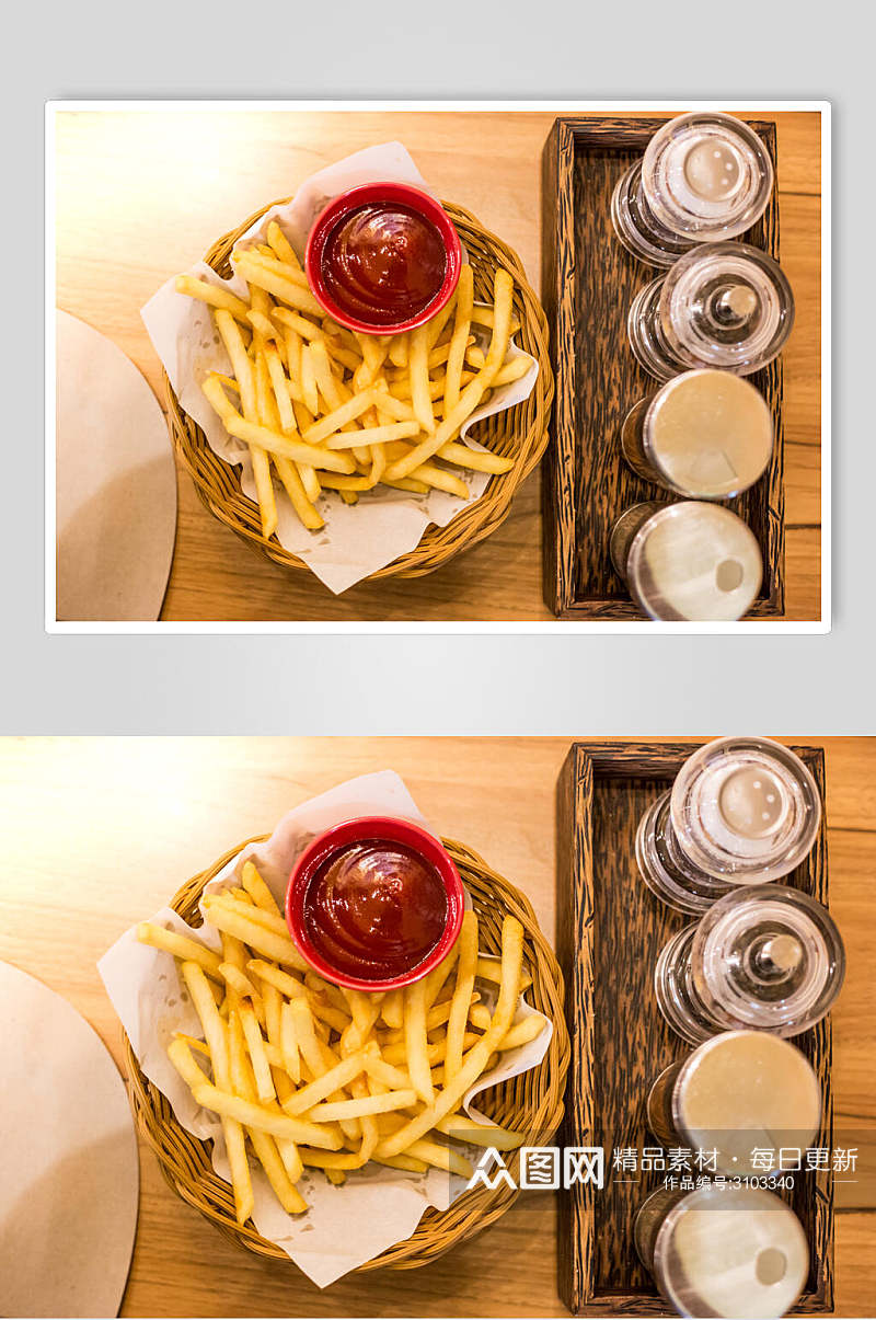 番茄酱薯条汉堡食品高清图片素材