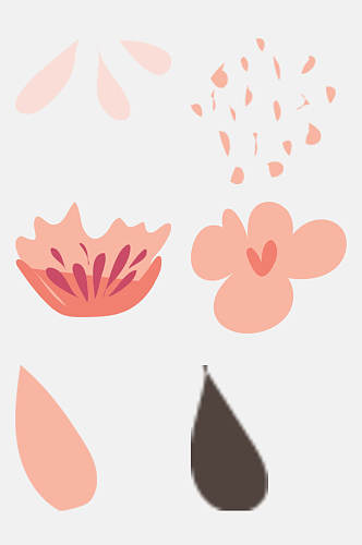卡通粉色花瓣花朵纹样免抠素材