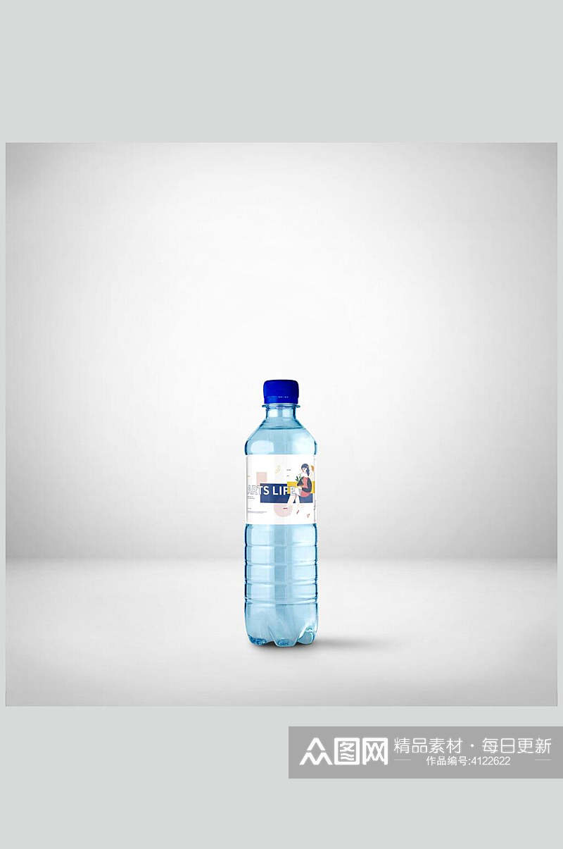 蓝色矿泉水塑料瓶样机素材