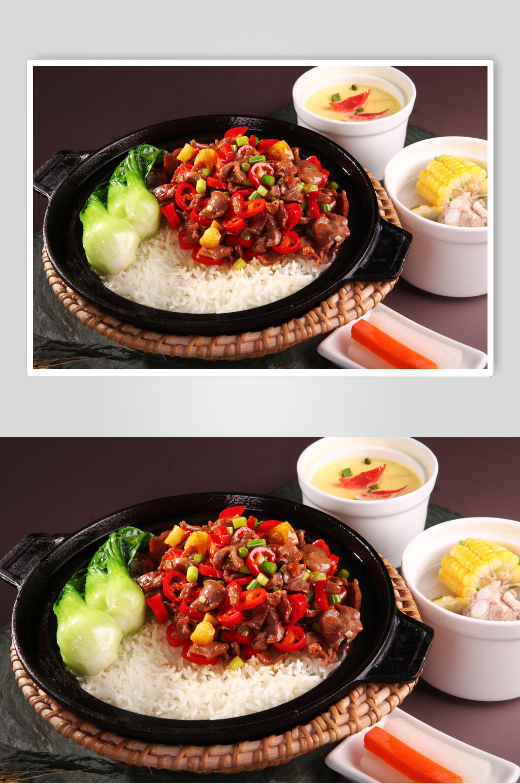 香辣煲仔饭摄影图片素材