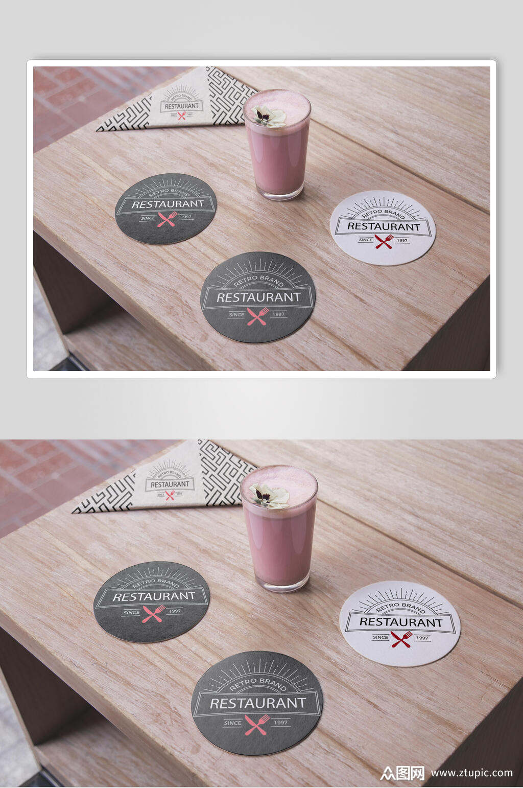 圆形杯垫贴图样机模板下载-编号4106805-众图网