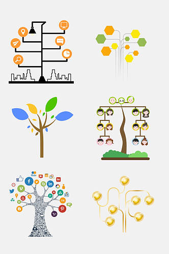 清新树状抽象图免抠设计素材