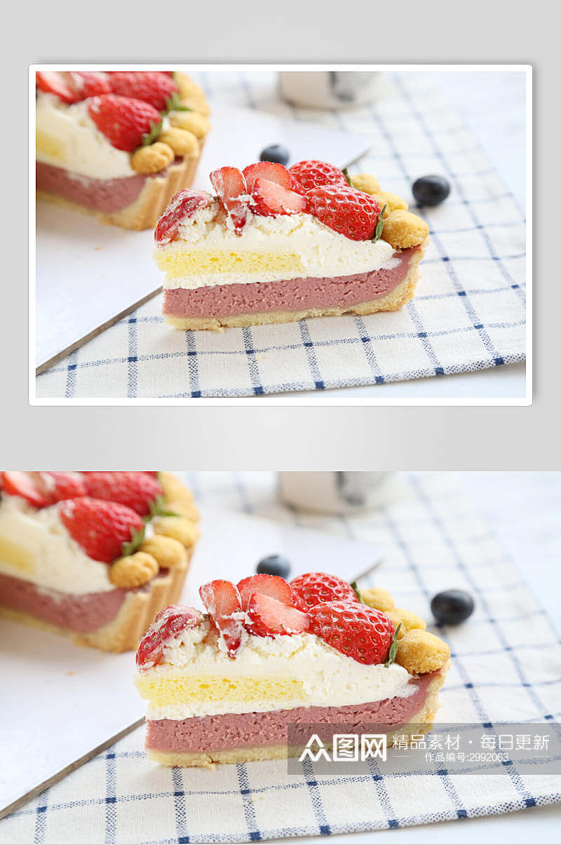 草莓美味蛋糕摄影图素材