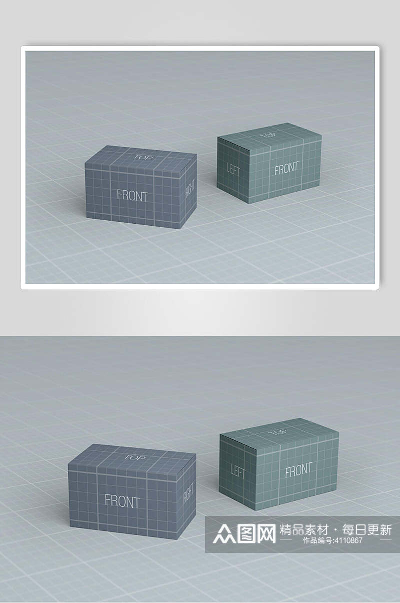 线条方格英文字母立体方形纸盒样机素材