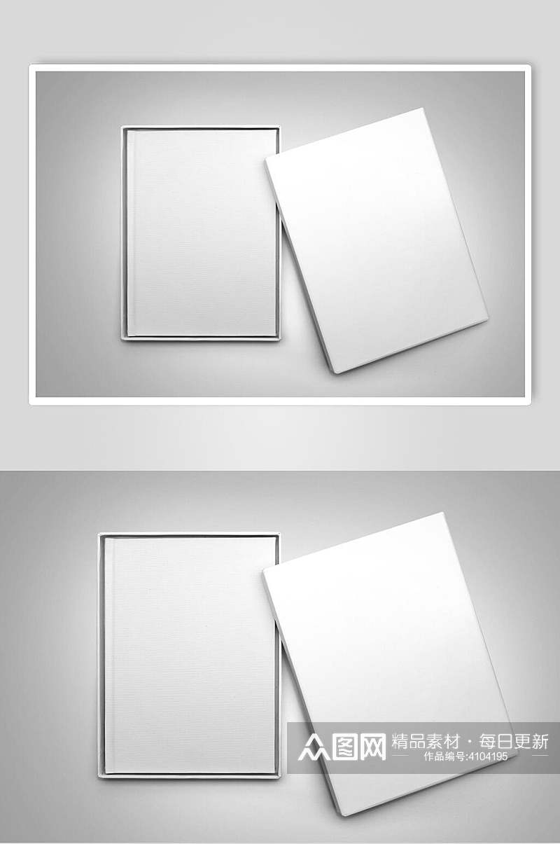 阴影银灰色边框长方形书籍装帧样机素材
