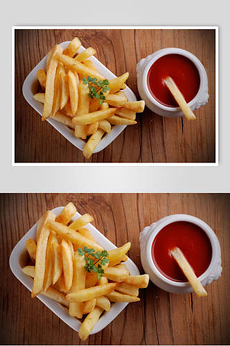 番茄酱美食薯条汉堡食物图片