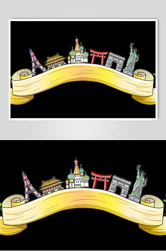 故宫城市建筑自然风光插画矢量素材
