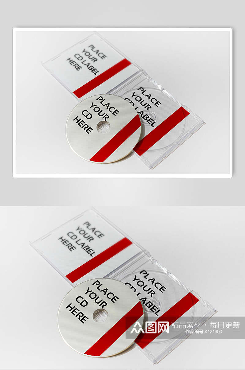 圆圈线条英文字母红色光盘包装样机素材