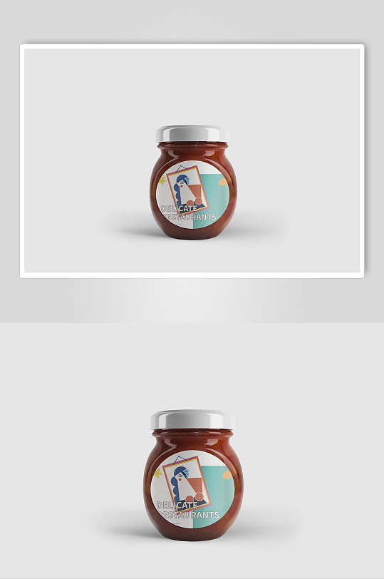 手绘调味罐食用透明玻璃瓶包装样机