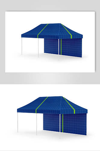 线条方格支撑杆蓝绿色户外帐篷样机