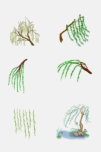 简洁大气柳树枝条植物免抠素材