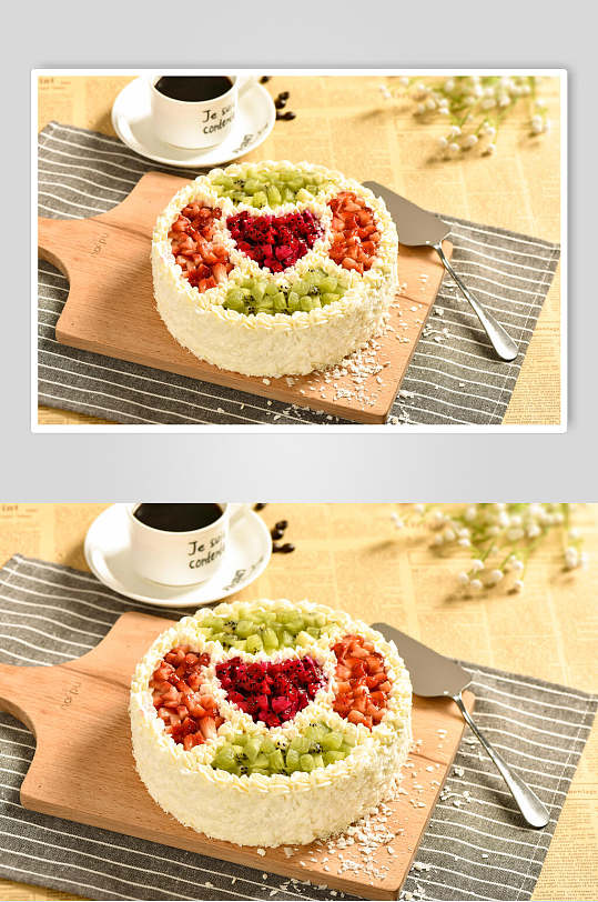 美味水果生日蛋糕摄影图