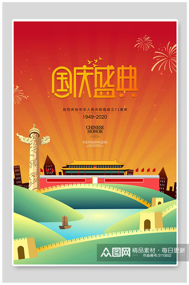 国庆节盛典天安门城楼背景海报素材