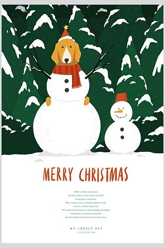 雪人狗子可爱圣诞插画素材