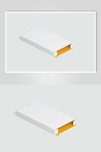 立体长方形黄白色个性简约纸盒样机