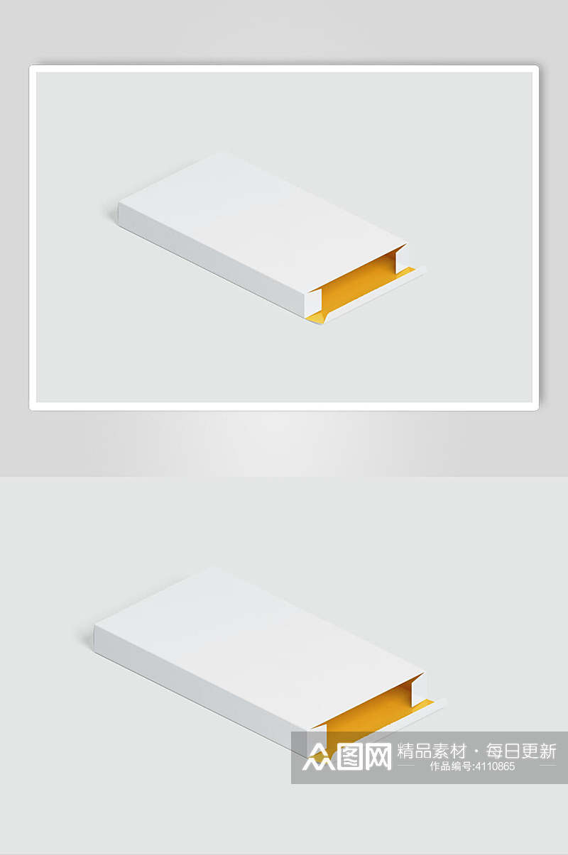立体长方形黄白色个性简约纸盒样机素材