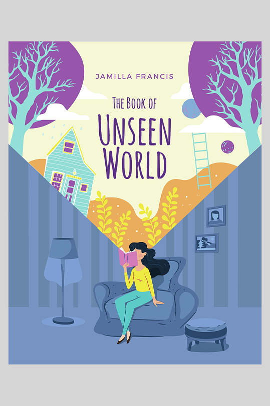 少女英文高端大气手绘绘本封面海报